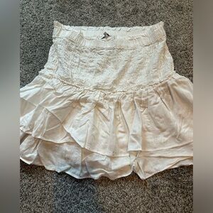 Madewell Smocked Tiered Pull-On Mini Skirt Off-White Size M